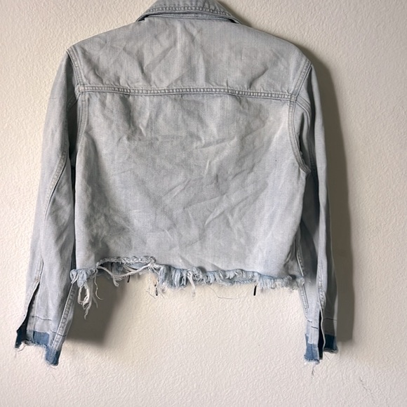 Hidden Distressed Lace Up Jean Jacket - Picture 2 of 4